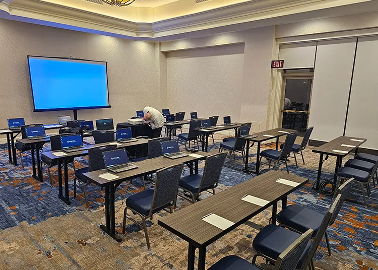 ServSafe manager certificate class attendees during visual presentation