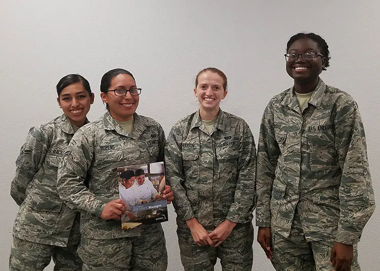 Air Force personnel completing ServSafe certification classes